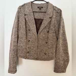 Torrid Studio Crop Military Jacket Size 2x Gray Plaid Double Textured Cropped